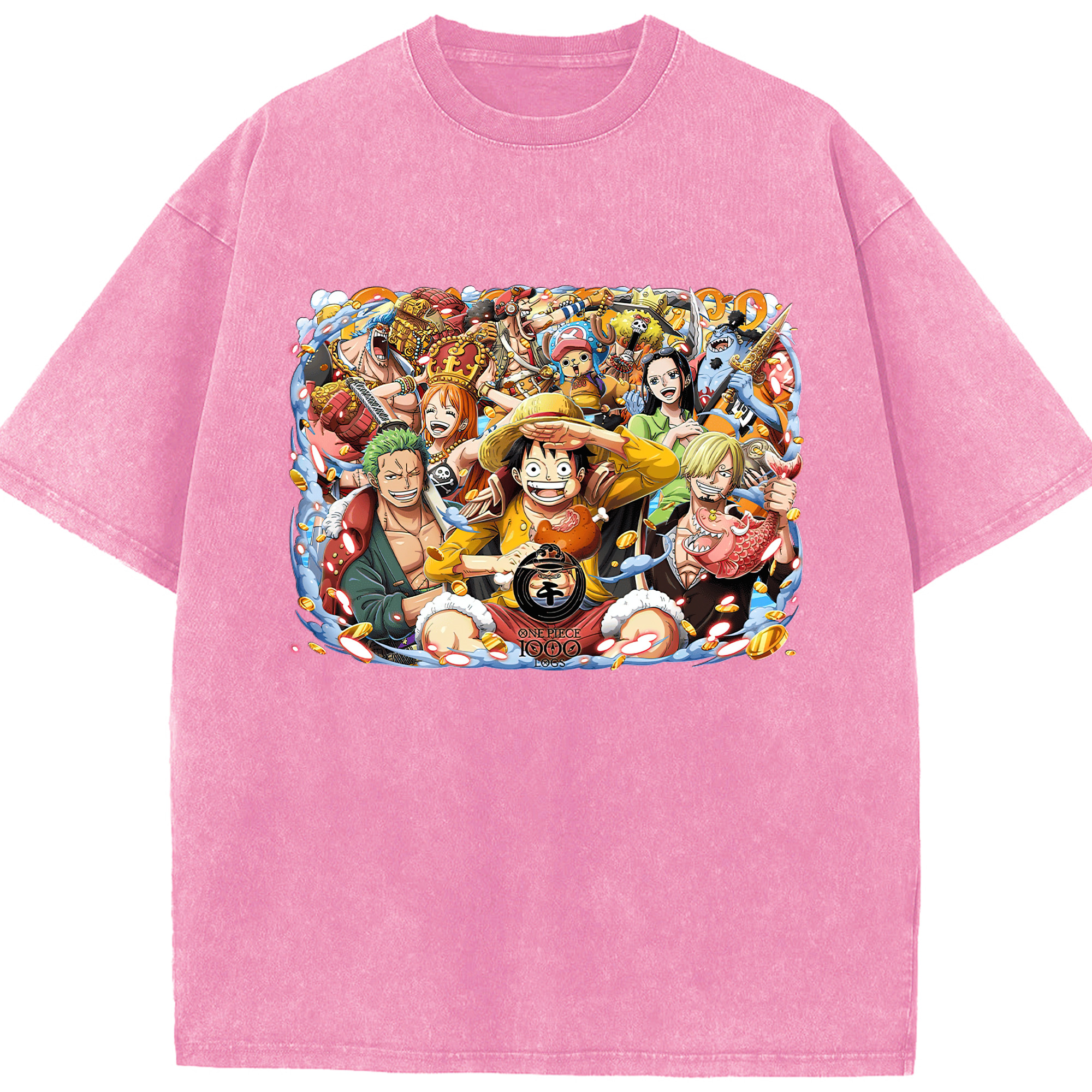 ワンピース モンキー・D・ルフィ ONE PIECE Monkey D. Luffy 綿100% ヴィンテージ風 半袖Tシャツ（フロントプリント）